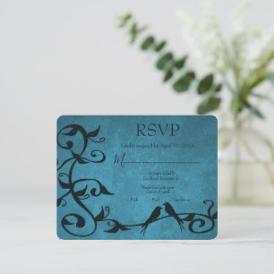 Blue Lovebirds Wedding RSVP Card