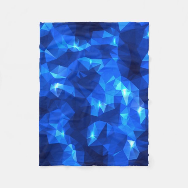 Blue Low-Poly Triangles Fleece Blanket (Front)