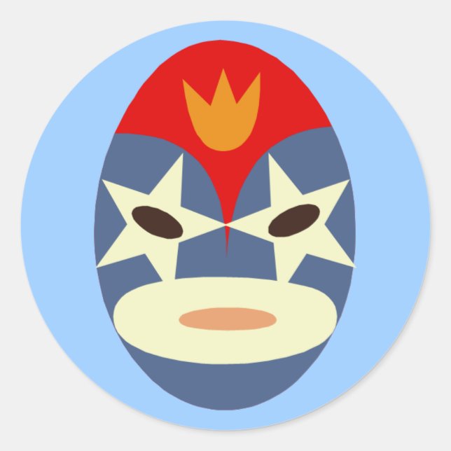Blue Lucha Libre Mask Classic Round Sticker (Front)