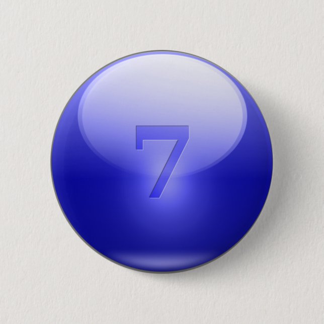 Blue Lucky 7 6 Cm Round Badge (Front)