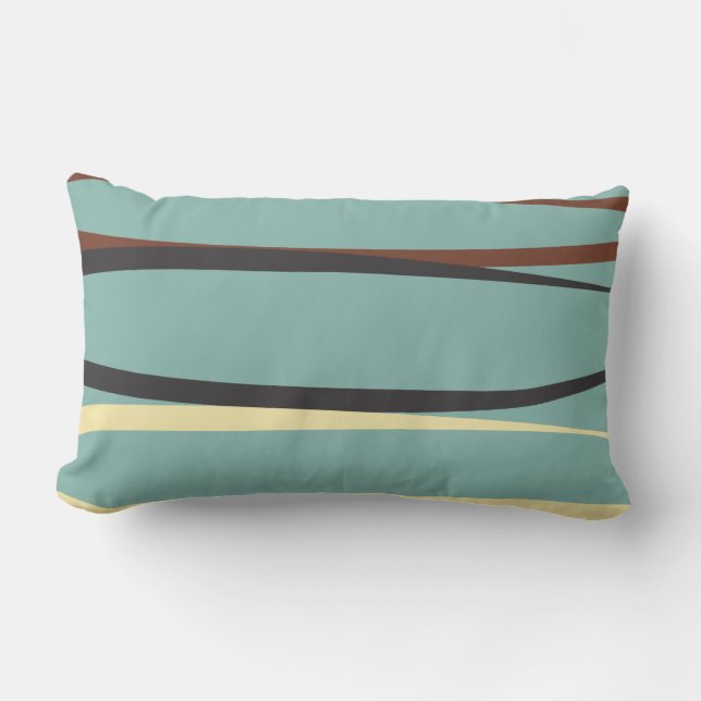 Blue Lumbar Throw Pillow w/ Black, Brown & Beige (Front)