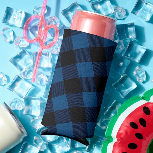 Blue Lumberjack Plaid Seltzer Can Cooler (In Situ Summer)