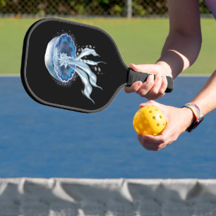 Blue Luminescent Jellyfish Pickleball Paddle