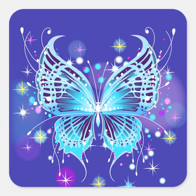 Blue Luminous Butterfly Sticker  ("Send a little sparkle with every letter")