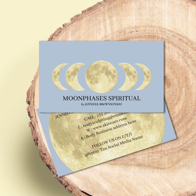 Blue Lunar Gold Spiritual Moon Business Card (Creator Uploaded)