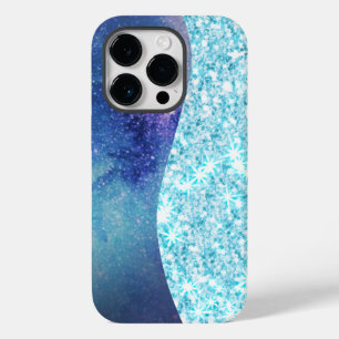 Blue Luxury Modern gradient galaxy glitter star Case-Mate iPhone 14 Pro Case