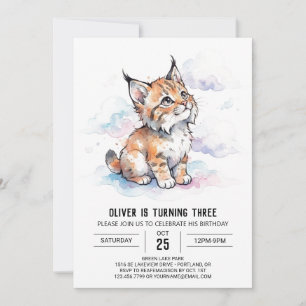 Blue Lynx Cub Birthday Invitation