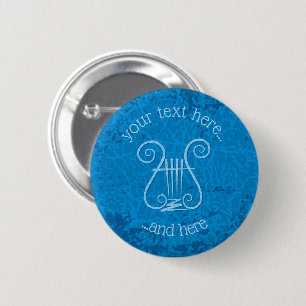 Blue Lyre Background 6 Cm Round Badge