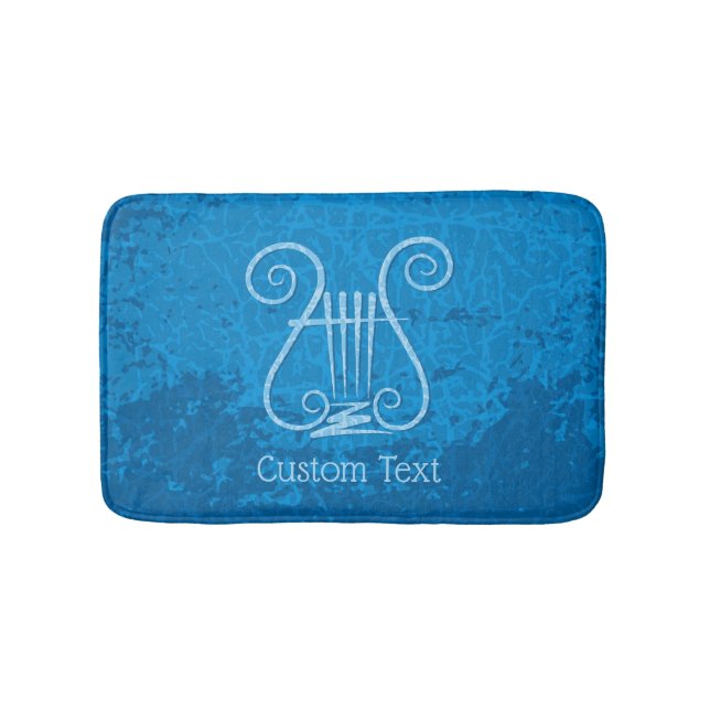 Blue Lyre Background Bath Mat (Front)