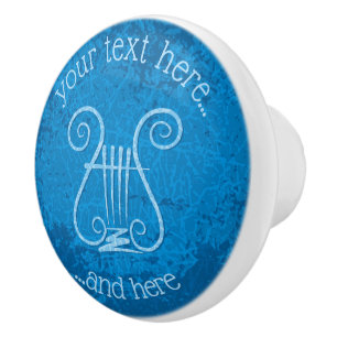 Blue Lyre Background Ceramic Knob