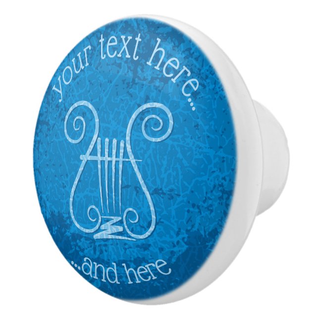 Blue Lyre Background Ceramic Knob (Right)