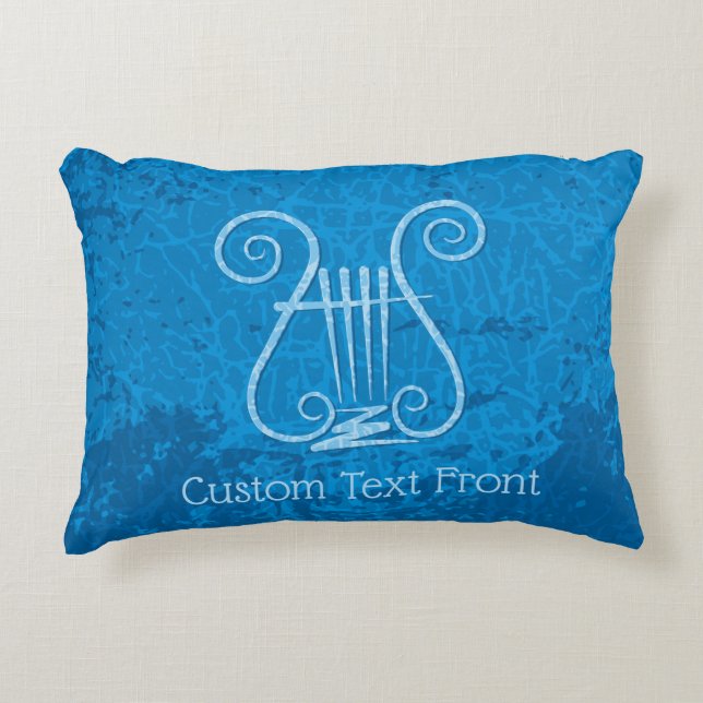 Blue Lyre Background Decorative Cushion (Front)