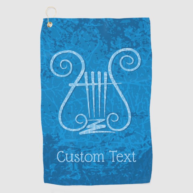 Blue Lyre Background Golf Towel (Front)