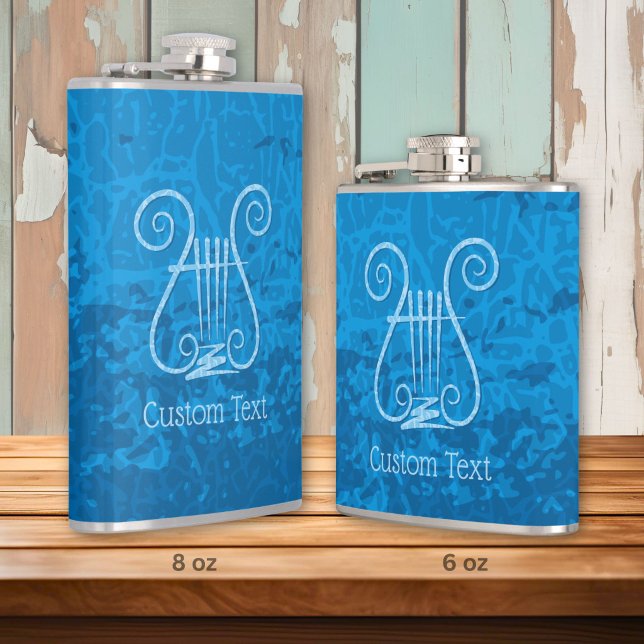 Blue Lyre Background Hip Flask (Creator Uploaded)