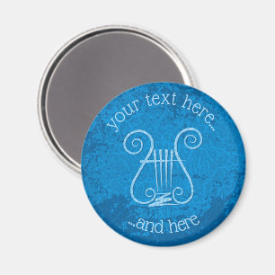 Blue Lyre Background Magnet