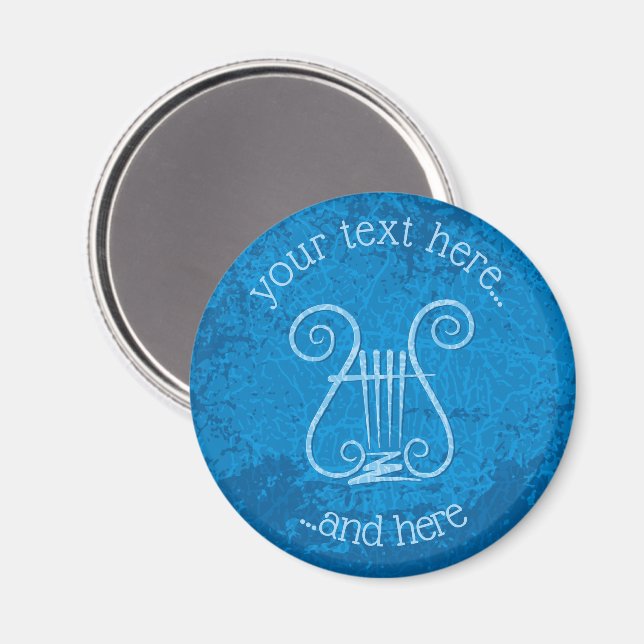 Blue Lyre Background Magnet (Front/Back)