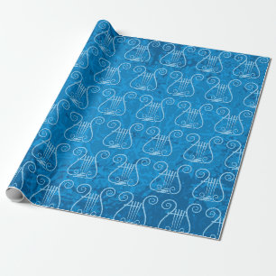 Blue Lyre Background Wrapping Paper