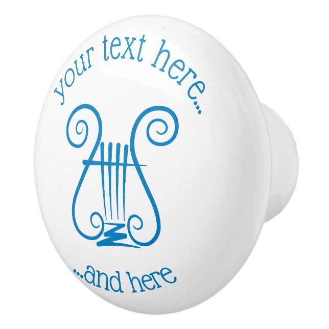 Blue Lyre Ceramic Knob (Right)
