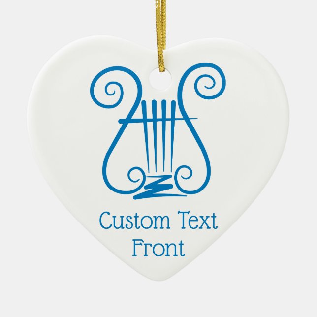 Blue Lyre Ceramic Tree Decoration (Front)