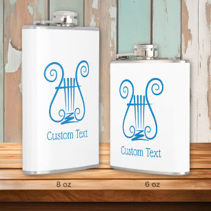 Blue Lyre Hip Flask