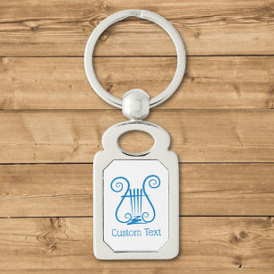 Blue Lyre Key Ring