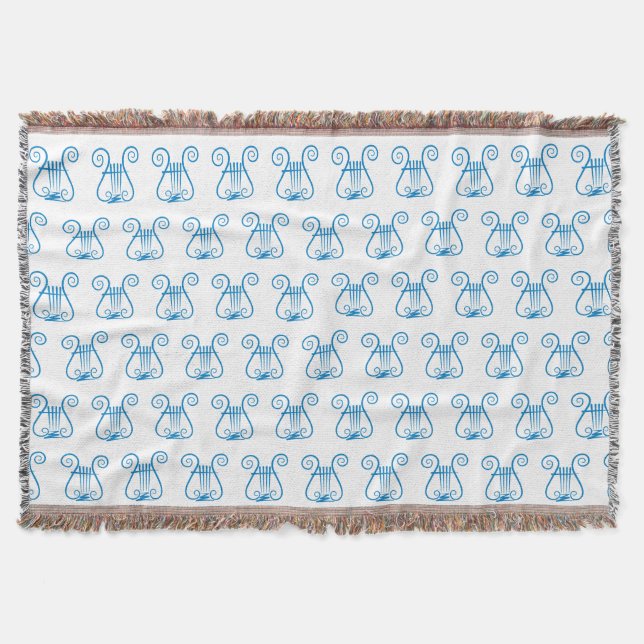 Blue Lyre Throw Blanket (Front)