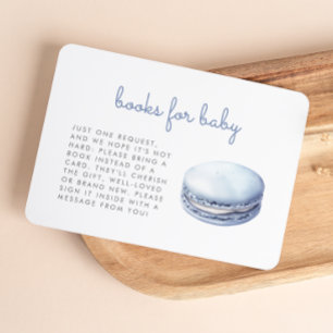 Blue Macaron Baby Shower Books Enclosure Card
