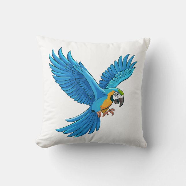 Blue macaw flying cushion (Front)