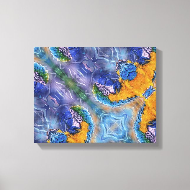 Blue Macaw Playful Parrot Art Canvas Print (Front)