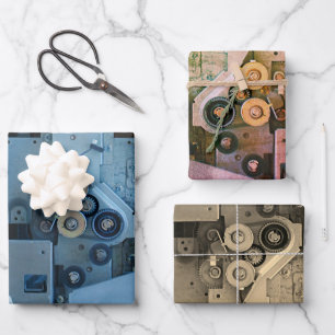 Blue Machinery Mechanical Robotic Funny Cool Geeky Wrapping Paper Sheet