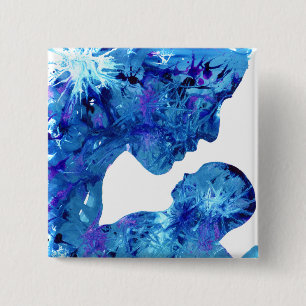 Blue Madonna & Child Modern Christian Art Painting 15 Cm Square Badge
