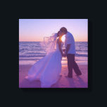 Blue Magenta Gradient Overlay Wedding Photo Canvas Print<br><div class="desc">A destination wedding or island honeymoon photo. 
Add your own personalised text to create a personal touch. 
You can change the opacity setting over the blue to magenta pink ombre overlay.</div>