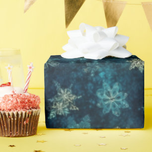 Blue Magical Winter Snowflakes Wrapping Paper