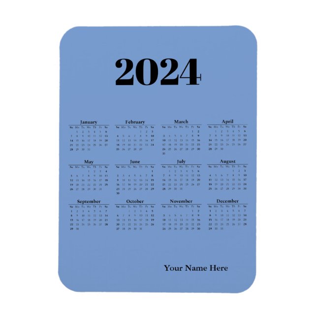 Blue magnetic card for 2024 calendar magnet (Vertical)