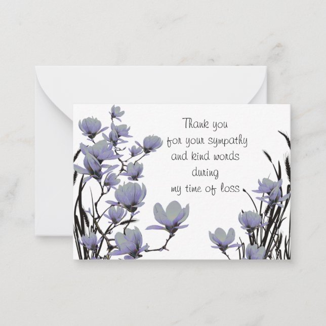 Blue Magnolia Flower Thank You Card (Front)