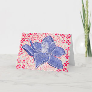 Blue Magnolia Flower Vintage Style Note Card