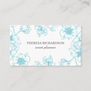 Blue Magnolia Vintage Hand Painted social media Business Card
