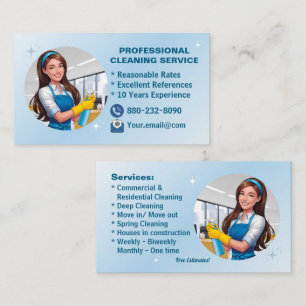 Blue Maid House Cleaning Services Janitorial Clean Business Card