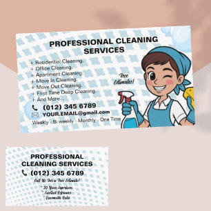 Blue Maid Janitorial Lady House Cleaning Service  Business Card