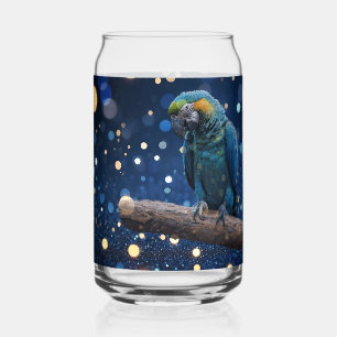 Blue Majesty: The Blue Macaw On Dreamy Blue Bokeh, Can Glass