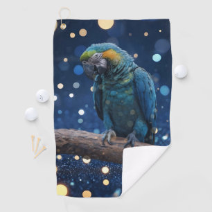 Blue Majesty: The Blue Macaw On Dreamy Blue Bokeh, Golf Towel