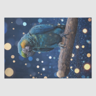 Blue Majesty: The Blue Macaw On Dreamy Blue Bokeh, Tissue Paper