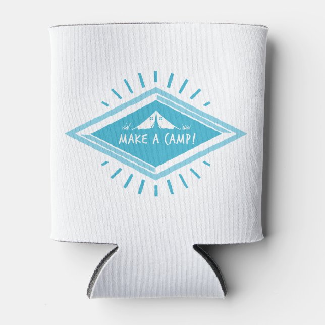 Blue Make a Camp, Great Adventure  Can Cooler (Front)