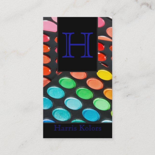 Blue Make Up Artist Palette Business Card (Front)