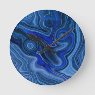 Blue Malachite Mineral Unique Gemstone Geology Round Clock