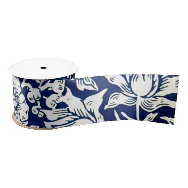 Blue Mallow by William Morris Satin Ribbon (Spool)