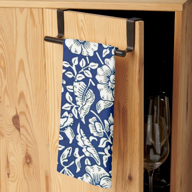 Blue Mallow, famous pattern, Tea Towel (Thirds Fold)