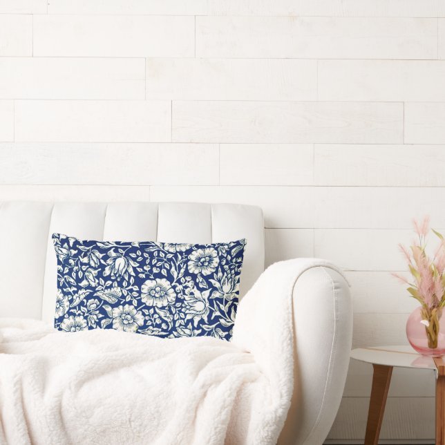 Blue Mallow, famous William Morris pattern, Lumbar Cushion (Couch)