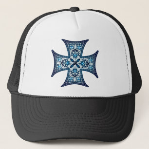 Blue Maltese Cross Trucker Hat