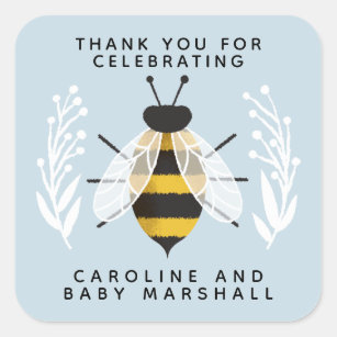 Blue Mama to Bee Baby Shower Thank You Sticker